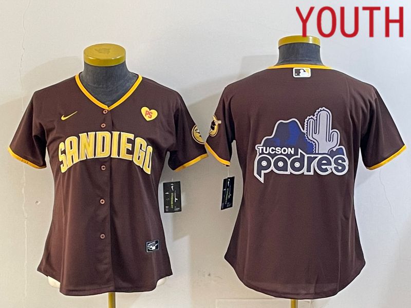 Youth San Diego Padres Blank Browm Game 2024 Nike MLB Jersey style 7